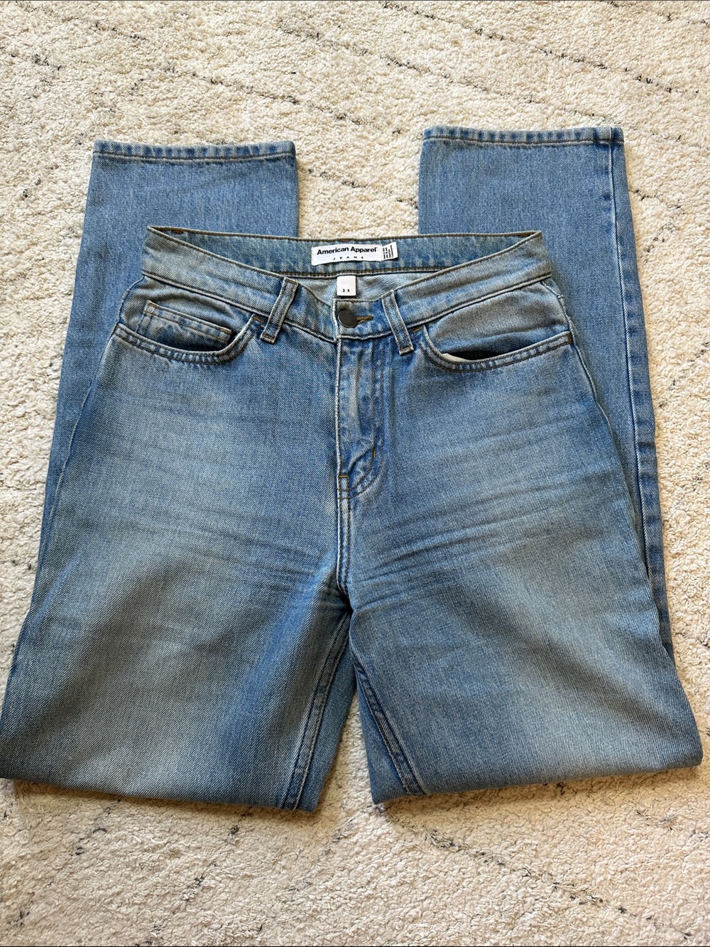 American Apparel Light Blue High-Rise Straight Denim Jeans Sz 25